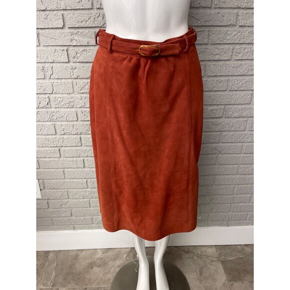 VTG Ode Lamb Suede One Button 2 Piece Skirt Long Sleeve jacket Suit Size S - Picture 3 of 14